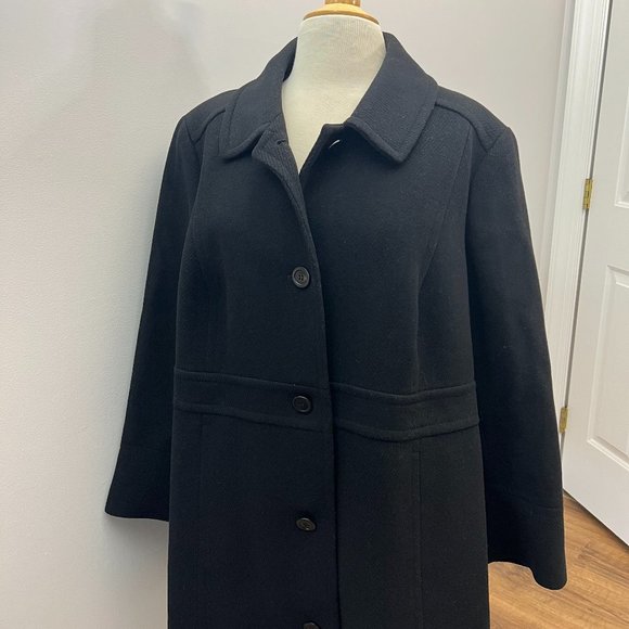 EUC Talbots Black Wool Blend Car Coat Sz XL - Picture 2 of 15
